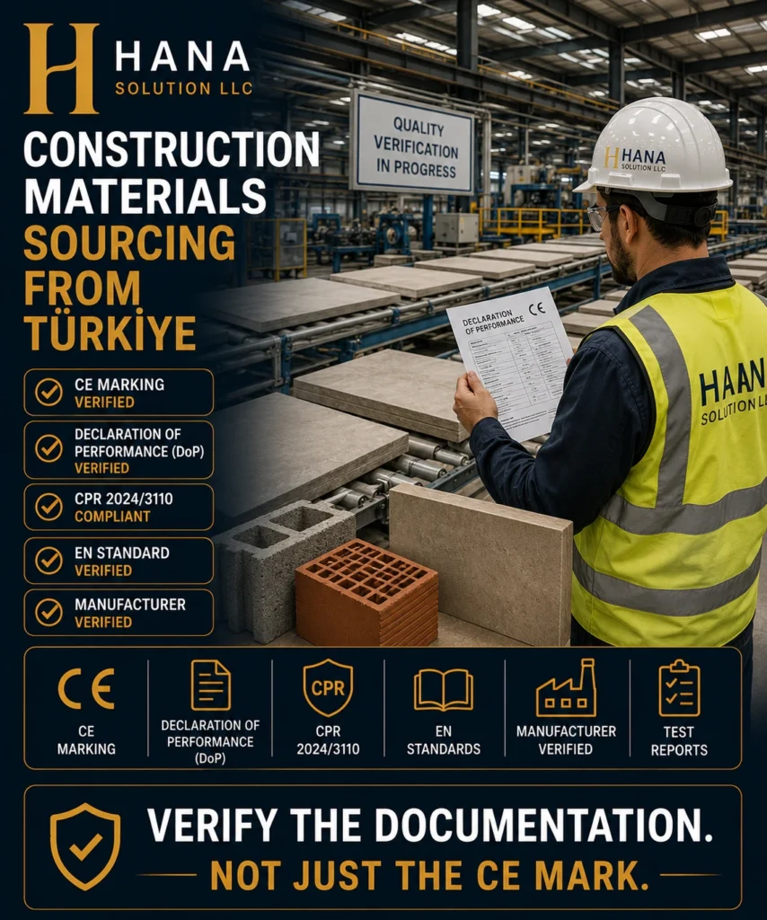 Construction materials Turkey — CE marking and Declaration of Performance verification before buyer-side supplier engagement