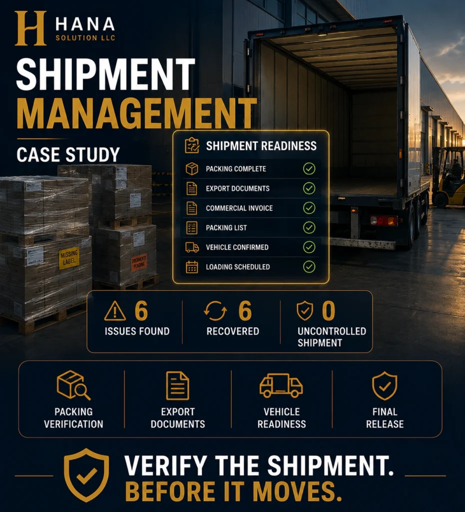 Shipment management Turkey to Hungary case study — six readiness failures resolved before dispatch