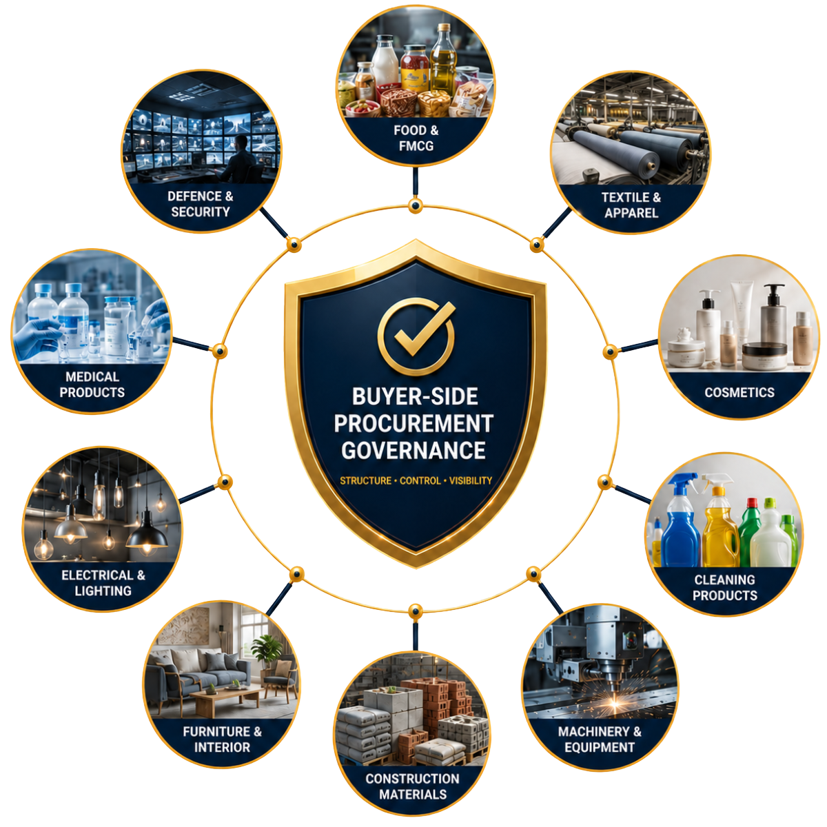 Buyer-side procurement governance framework for sourcing from Turkey across food, textile, cosmetics, medical, machinery, construction, furniture, electrical and defence industries.