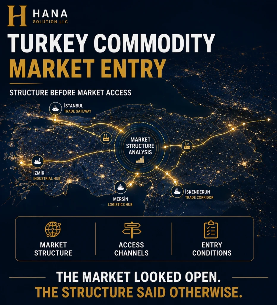 Turkey commodity market entry case study — four-phase structural validation mapping buyer access before commercial contact