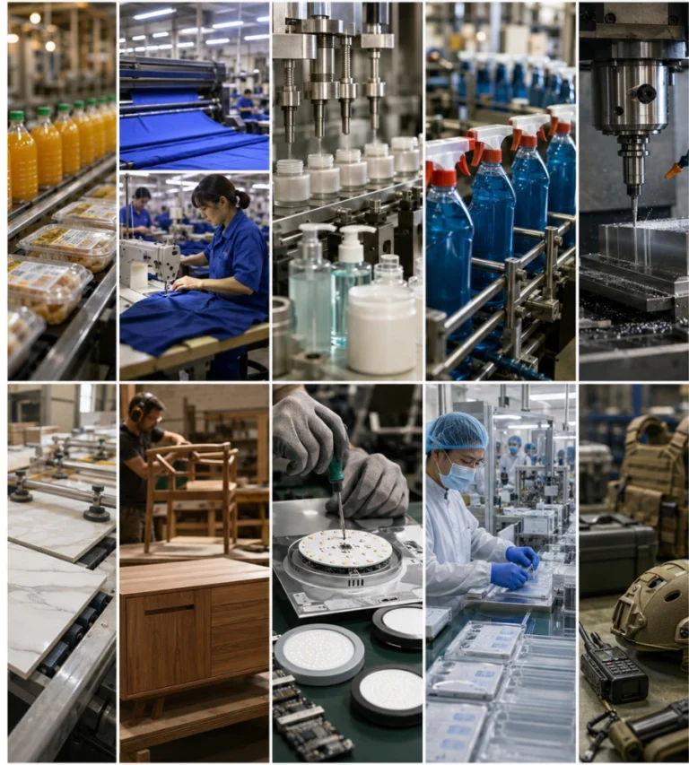 Sourcing from Turkey across 10 manufacturing industries, including food, textiles, cosmetics, cleaning products, machinery, construction materials, furniture, lighting, medical supplies and tactical equipment.
