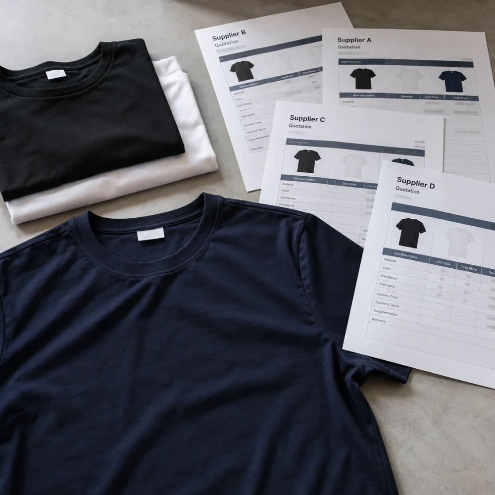 Textile quotation comparison in Turkey with T-shirt samples and supplier RFQ documents